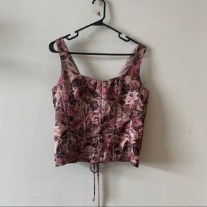 Vintage 90s Floral Tapestry Corset Top